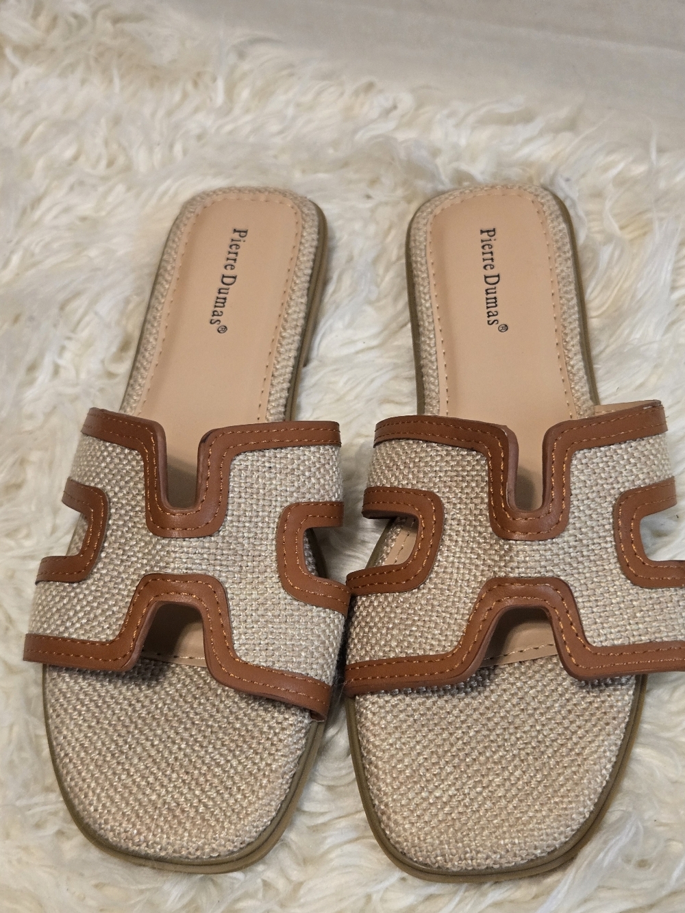 Casual Brown & Beige Slide Sandals - Women - Picture 5 of 10